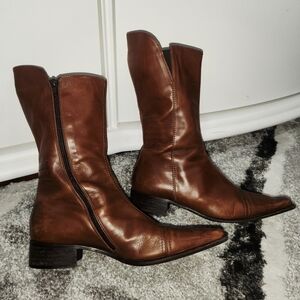 ZITA MARIA Brown Leather Heeled Boots